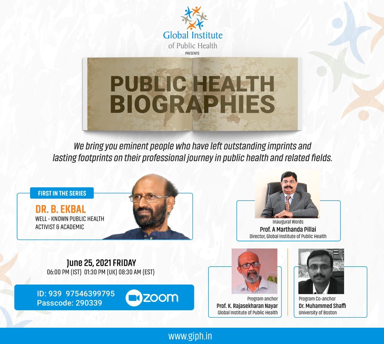 GIPH Public Health Biographies: Dr. B. Ekbal